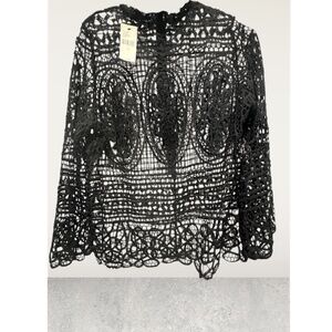 Black Lace High Neck Blouse from Torrid new